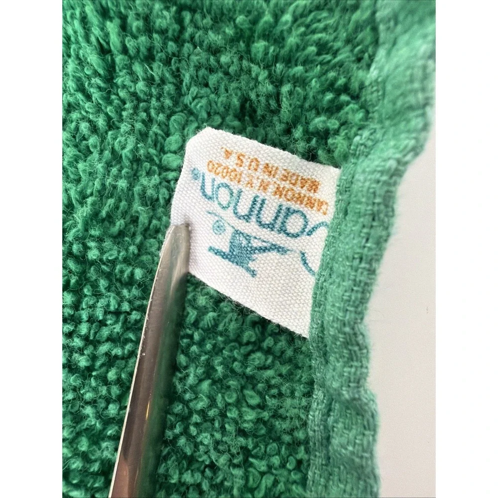 VTG Hand Towel Hunter Green Embroidery HolidayCannon USA Fringed‎ Cottagecore